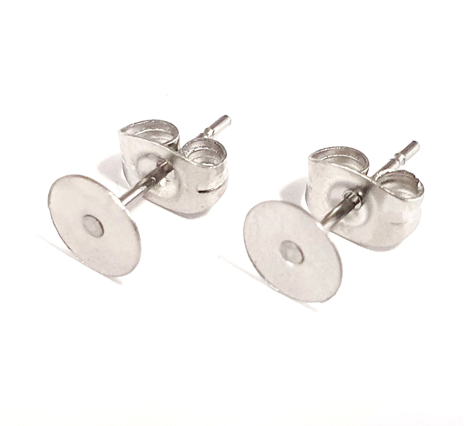 20/50/100x Flat Back 4mm Earring Studs With Rubber Backs 