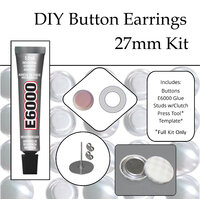 27mm Earring Kit Fabric Self Cover Button DIY KIT Stud Stainless Steel ( with variations )