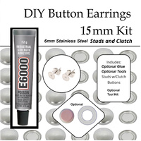 50 x 15mm Button Earring - Budget Kit - 6mm Stainless Steel Studs