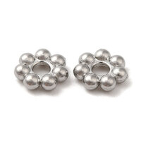 Tiny Flower Spacer Beads - Non  Tarnish Stainless Steel  - 4mm x 1.5mm - 1mm hole