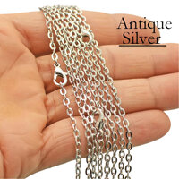 10 x Antique Silver Oval Chain 4mm x 3mm x 0.8mm 75cm Steel Nickel Free