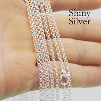 10 x 75cm - 2.5mm Link - Rolo Chain - Shiny Silver - Nickel Free - Lead Free