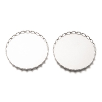 10 x 30mm inner  Round Lace Edge - Stainless Steel Bezel Trays