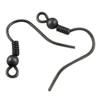 GunMetal Black - Ear Wires Nickel Free Brass w/ Ball & Coil - 19mm long 0.8mm thick - 20 Gauge - 2mm.Hole