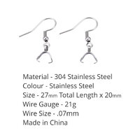 Earwire with Ice Pick Pinch Bail 304 Stainless Steel (Ball and Coil French Earwire)