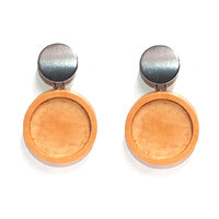 Wood Bezel Stud Earrings - 20mm