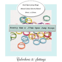 200 x 6mm Steel Jump Rings - Mixed Colours