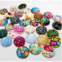 Random Mix - 10 x 12mm Glass Cabochons For 5 Pairs