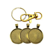 23mm Button Keyring Kit - Antique Gold