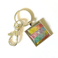 Square Key Ring Glass Kit - Shiny Silver - Makes 10