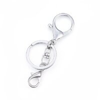 84mm Keychain with Lobster Claw Clasps and Rings - Platinum