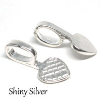 9mm x 9mm Heart Bail with Large Loop - Shiny Silver