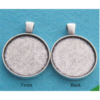 25mm Double Sided Pendants Setting - Antique Silver with Options