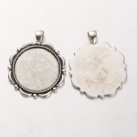 Flower 30mm Bezel Pendant Setting - Antique Silver with Options
