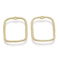 Open Back Bezel Fancy Edge Rectangle Pendants - 20.5mm - Light Gold