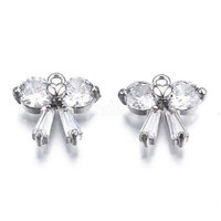 Bow 4 Cubic Zircona Earring 10mm Charms Platinum  (Brass Base)