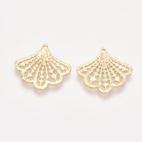 2 x Filigree Scallop Fan - 18K Gold Plated - Earring Pendants 19mm