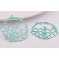 2 / 10  x 32mm Flower Basket - Filigree Earring Charms