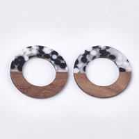 1 x 50mm Hoop - Half & Half Resin & Wood - B & W