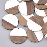 2 x 50mm Round - Half & Half Resin & Wood - Vanilla