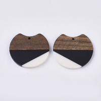 2 x 37mm Eclipse - Half & Half Resin & Wood - B & W