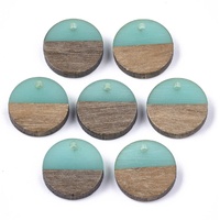 15mm Small Round - Half & Half Resin & Wood Pendants - Drop Dots