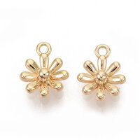10 Small Flower  - 18K Gold Plated - 8.5x7x2.5mm - Brass Base Metal Charms