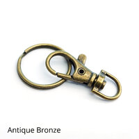 1 x 38mm Antique Bronze Swivel Clip & 25mm Split Ring