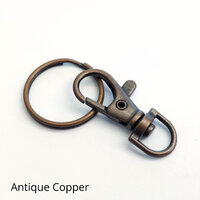 10 x 38mm Antique Copper Swivel Clips & 25mm Split Rings