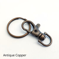 1 x 38mm Antique Copper Swivel Clip & 25mm Split Ring