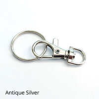 38mm Antique Silver Swivel Clip optional 25mm Split Ring