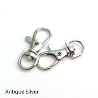10 x 38mm Antique Silver Swivel Clips - Fobs