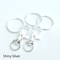 10 x 38mm Shiny Silver Swivel Clips & 25mm Split Rings