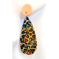 45mm  Rainbow  Leopard Leopard  Fat Paddles Drop Earring Pendant