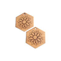 2 x 35mm  Sunflower A Earring Pendants - Walnut Pendants