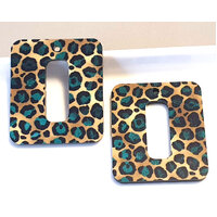 2 x 37mm Leopard Soft Rectangle Pendant - Double Sided